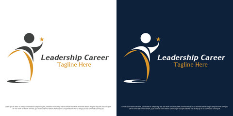 Leadership business logo design illustration vector. Silhouette of a successful company leader. Simple minimal abstract icon symbol.