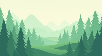 Fototapeta premium Green and white landscape with trees