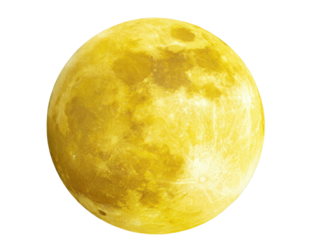 Full, golden moon with detailed surface features