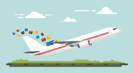 Airplane Delivering Packages in Flight.