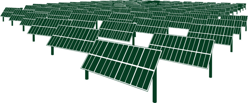 Array of solar panels generating renewable energy on a bright sunny day