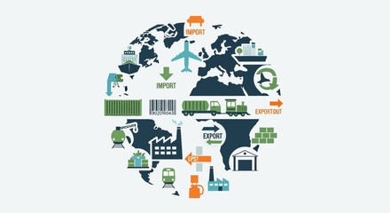 Obraz premium Global Logistics and Supply Chain Network Illustration.