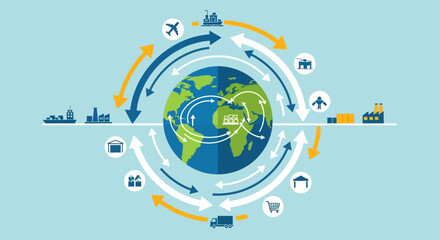 Global Logistics and Supply Chain Network Illustration.