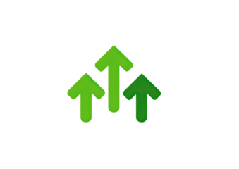Three green arrows pointing upwards