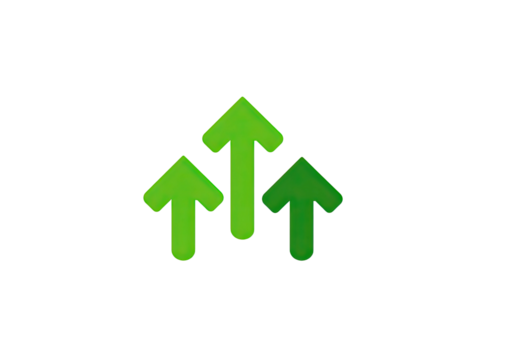 Three green arrows pointing upwards