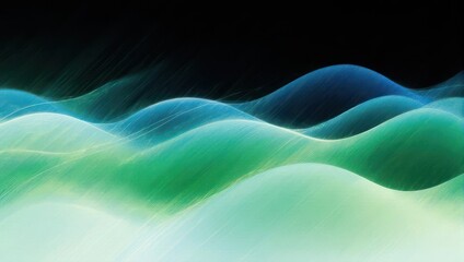 Abstract Green and Blue Waves on Black Background.