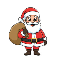 Santa Claus Standing with Gift Bag