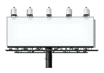 Billboard blank white canvas, lit by lamps