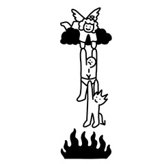 Heavenly tug-of-war for a lost soul, fire awaits