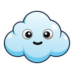 Cute cartoon cloud character with big eyes and a happy smile isolated on white background isolated on transparent background silhouette