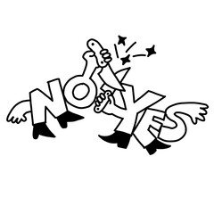 Yes and No fighting brutally with knives: conceptual battle