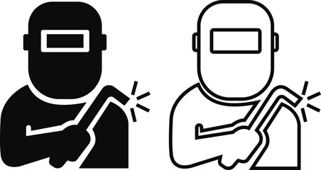 Construction worker icon set builder plumber painter welder engineer maintenance labor character vector pack, black and white and solid professional industry tool avatar symbols for service and repair