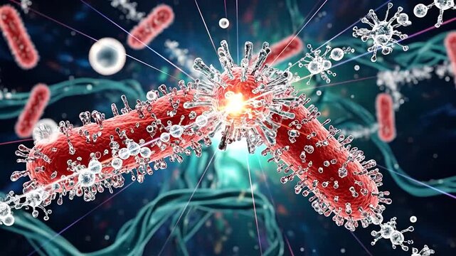 Abstract illustration of microscopic organisms in vibrant detail