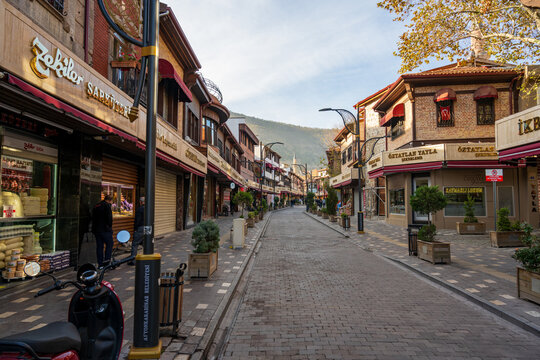 Afyonkarahisar, Turkey - November 11, 2025: Afyonkarahisar Uzuncarsi (Afyon), the city's historical old bazaar