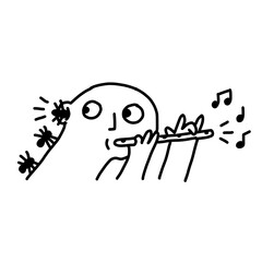 Ants attracted by flute music: bizarre, weird, surreal drawing