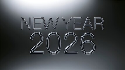 Celebrate the arrival of the New Year 2026 with this shiny, elegant metallic design