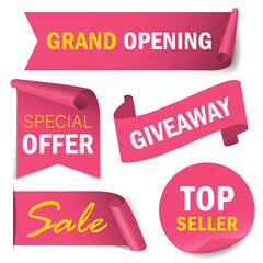 free shipping, free delivery sale banners. pink ribbons, tags and stickers. Vector illustration. woman , girl , love and mom concept