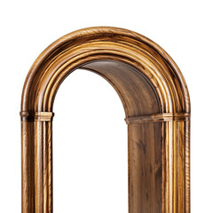 Fototapeta premium Ornate Golden Archway Architectural Detail Isolated on Black Background with Textured Surface and Antique Finish