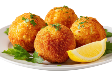 Fried risotto balls with parsley and lemon