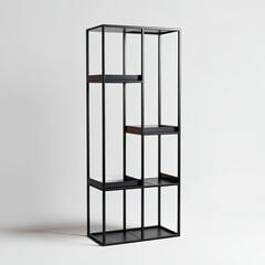Black metal open shelving unit