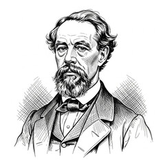 Classic Hand-Drawn Portrait of Charles Dickens