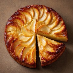 Round apple tart, sliced