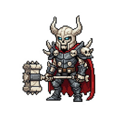 pixel art revenant bonecrusher knight wielding massive cursed axe