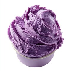 Purple gelato scoop in small bowl