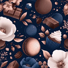 Sweet floral chocolate pattern
