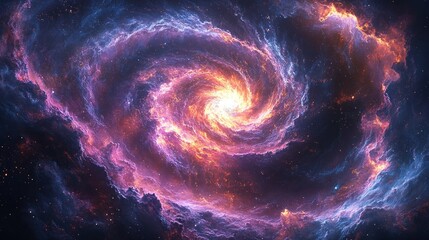 Vibrant spiral galaxy nebula in space