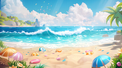 Experience coastal bliss with this serene beach scene, perfect for summer vacation vibes and tranquil getaway marketing. Feel the calming ocean waves now