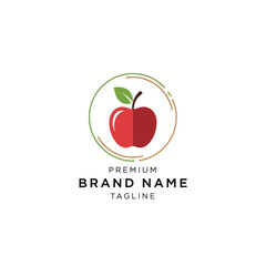 Fresh red apple logo design with green leaf and brand name.