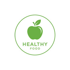 Green apple logo representing healthy food and balanced nutrition for wellness.