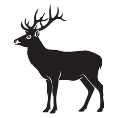 Whitetail deer silhouette vector flat illustration design