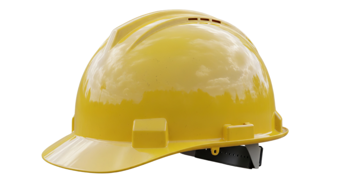 Yellow hard hat safety equipment for construction and industrial work protection gear