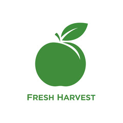 Green Apple Fruit Healthy Food Organic Fresh Harvest Logo.