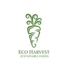 Stylized green carrot logo for an eco-friendly food brand.