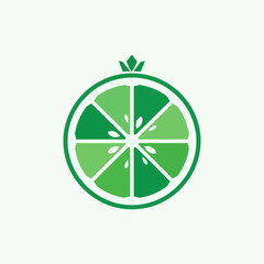 Obraz premium Fresh green lime fruit slice with crown illustration for healthy food.