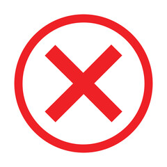 Red x in circle icon vector flat illustration design. Red cross icon