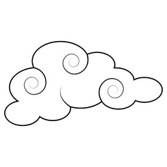 Oriental Clouds Icon in Flat Design. Isolated on White Background. Vector Illustration