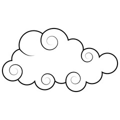 Oriental Clouds Icon in Flat Design. Isolated on White Background. Vector Illustration