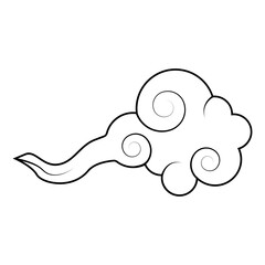 Oriental Clouds Icon in Flat Design. Isolated on White Background. Vector Illustration