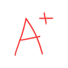 Hand drawn crayon grade A plus sign 