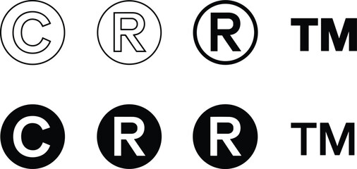 Copyright Trademark and Registered Symbols in Outline and Solid Fill untitled