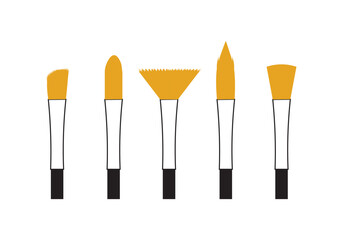 Different paint brushes vector on white background. Artist painting brushes.
