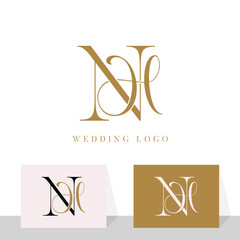 Initial HN NH letter wedding monogram logo