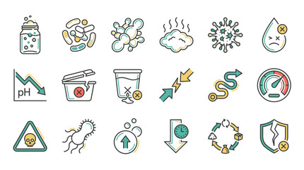 Visualizing Environmental Hazards and Risks: A Collection of Icon Designs for Pollution, Contamination, and Safety Awareness, ideal for educational and commercial purposes