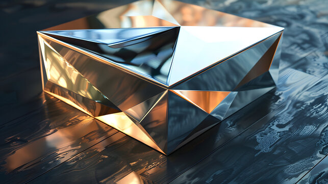 Geometric precision shines in this metallic cube, a symbol of innovation and luxury design, perfect for tech, finance, or creative brand visuals