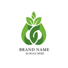 Fototapeta premium Elegant Green Leaf Logo Design with Intertwined Shapes and Natural Elements.