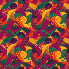 Obraz premium Abstract colorful seamless pattern with organic shapes and textures